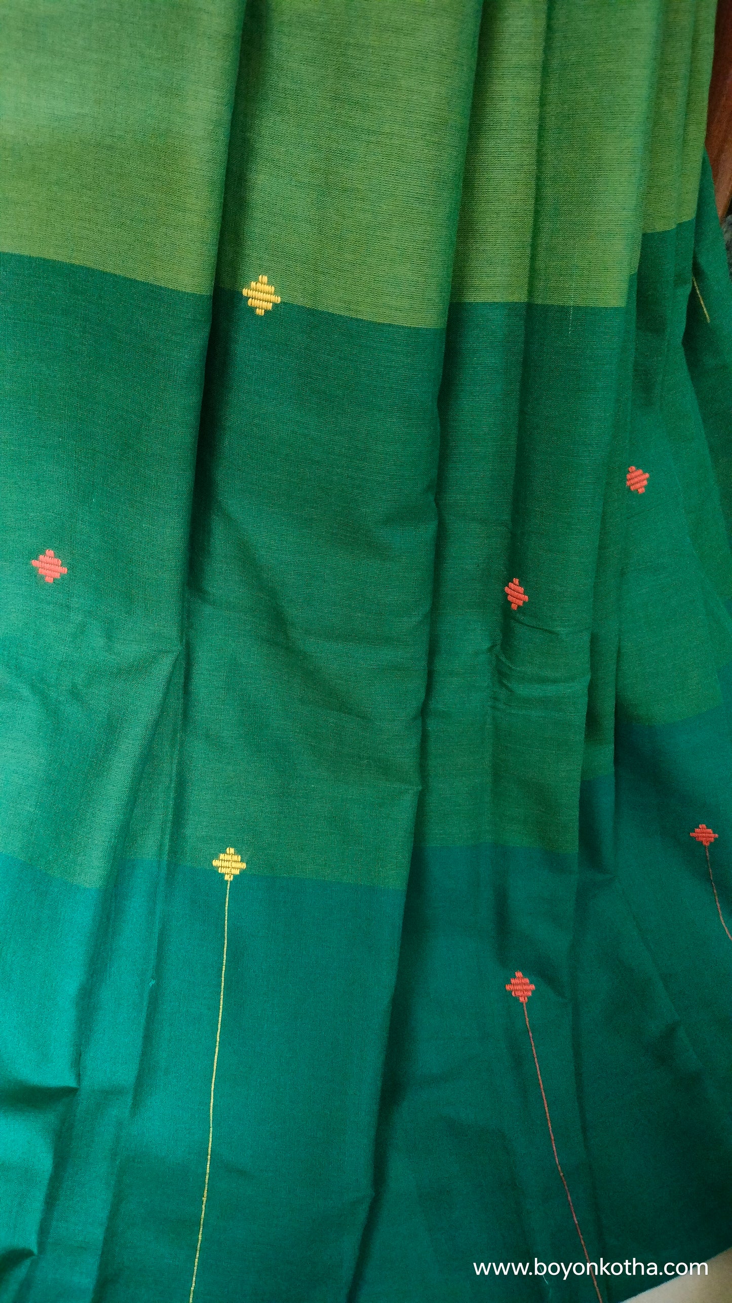 Green Conversations - Green Bengal Handloom Cotton Saree