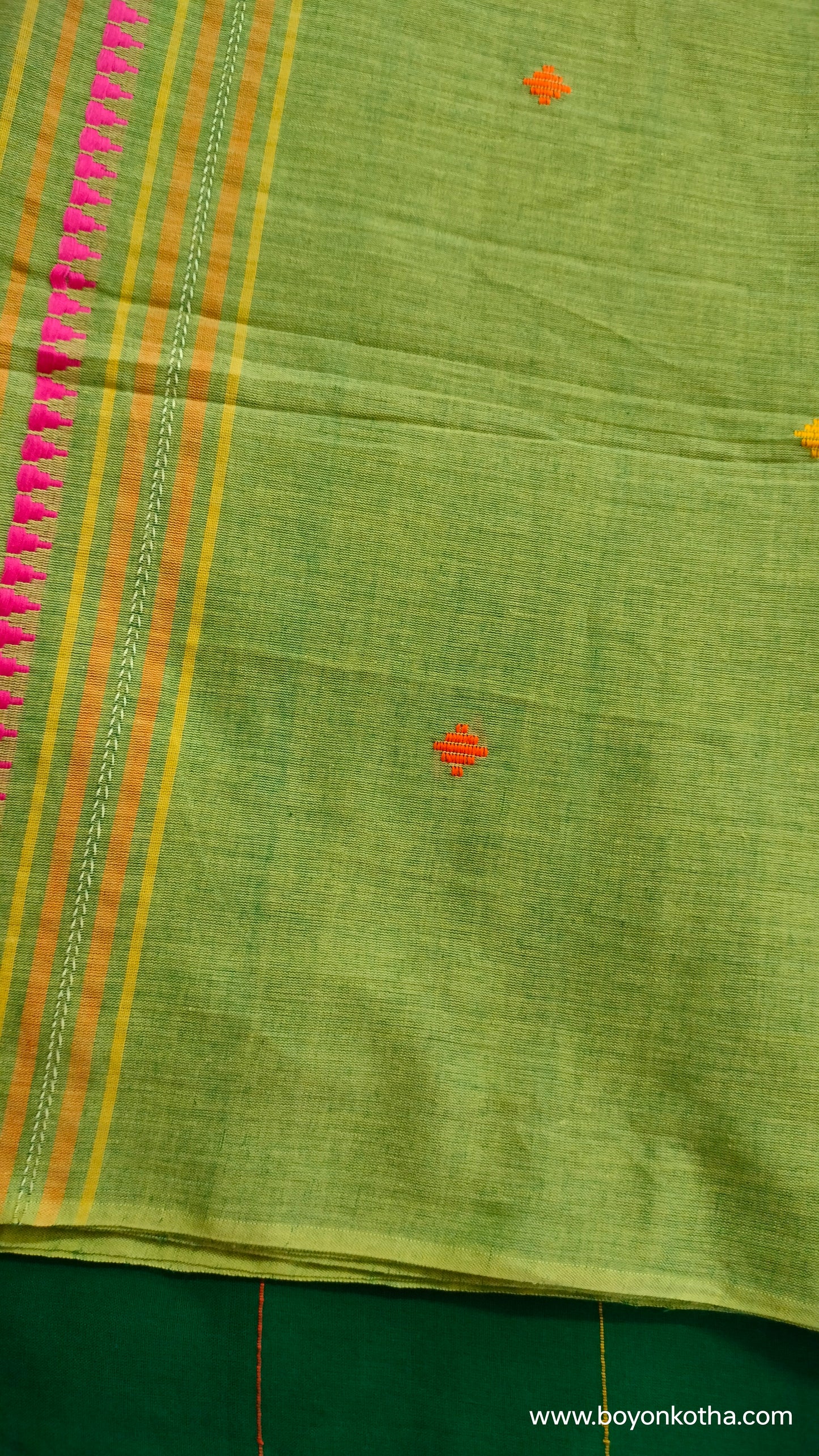 Green Conversations - Green Bengal Handloom Cotton Saree