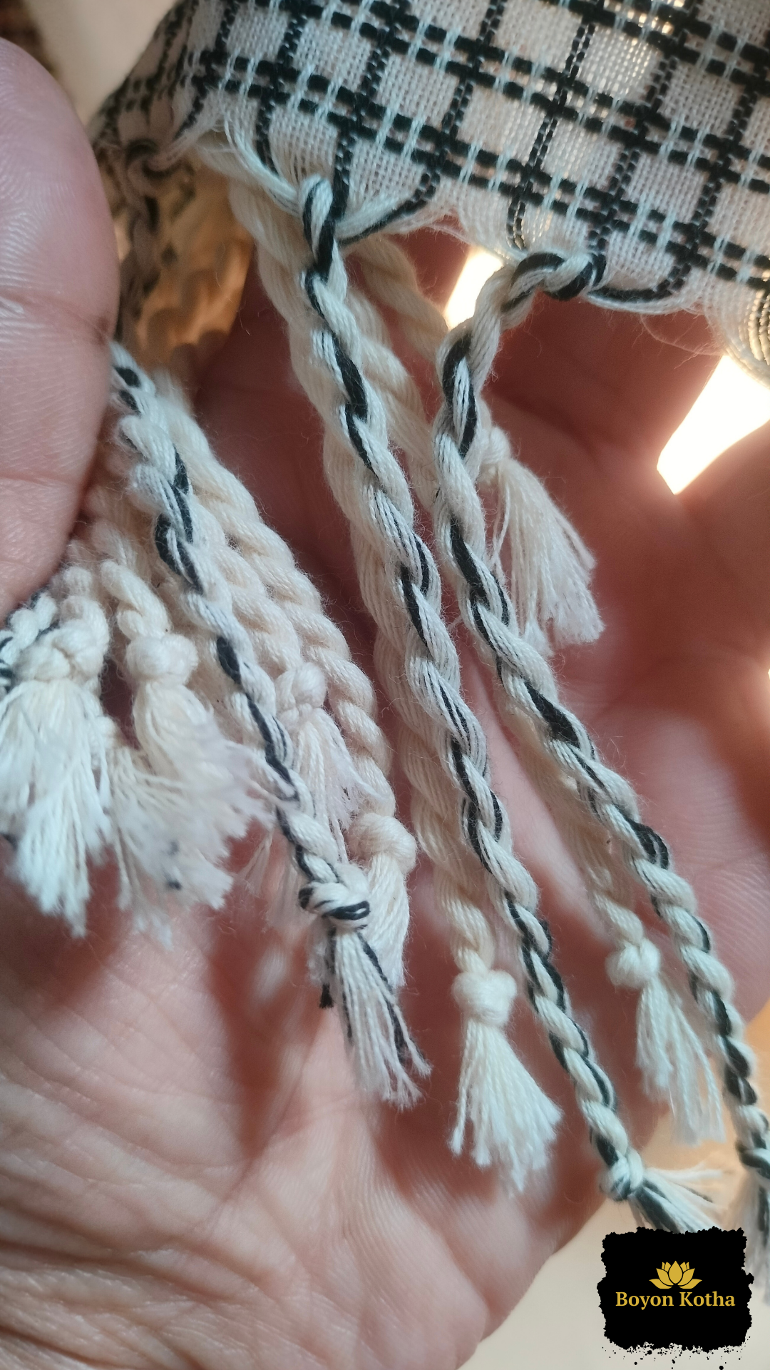 Shubhra Noor - White Handwoven Mercerized Cotton Saree with Black Woven Checks