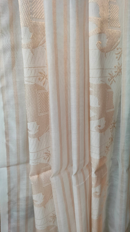 Tamralipi - White and Copper Bengal Handloom Cotton Saree