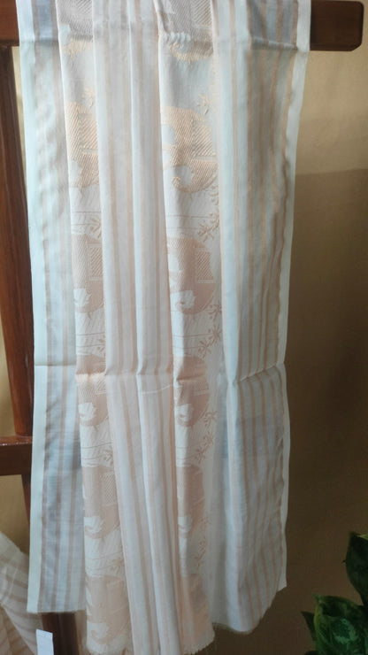 Tamralipi - White and Copper Bengal Handloom Cotton Saree