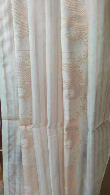 Tamralipi - White and Copper Bengal Handloom Cotton Saree