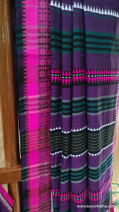 The Song of the Night - Purple Bengal Handloom Cotton Saree