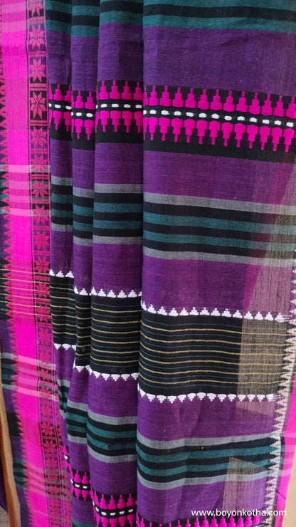 The Song of the Night - Purple Bengal Handloom Cotton Saree