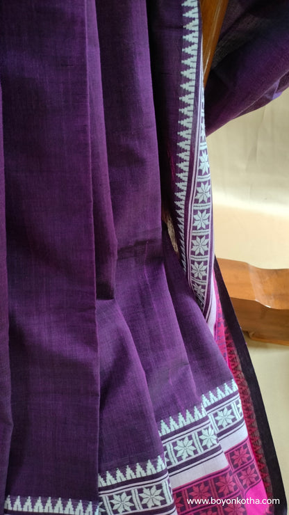 The Song of the Night - Purple Bengal Handloom Cotton Saree