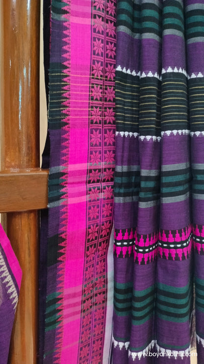 The Song of the Night - Purple Bengal Handloom Cotton Saree