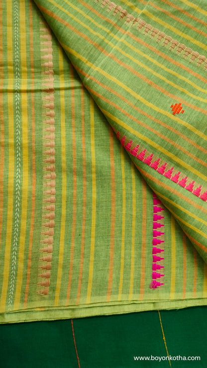 Green Conversations - Green Dhonekhali Handloom Cotton Saree