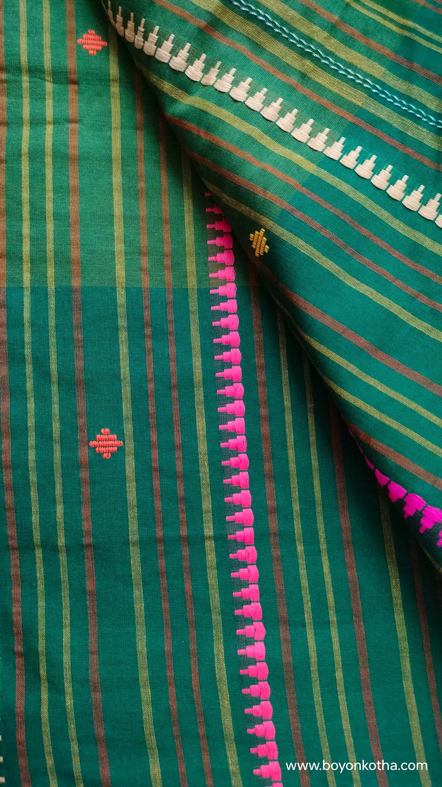 Green Conversations - Green Bengal Handloom Cotton Saree