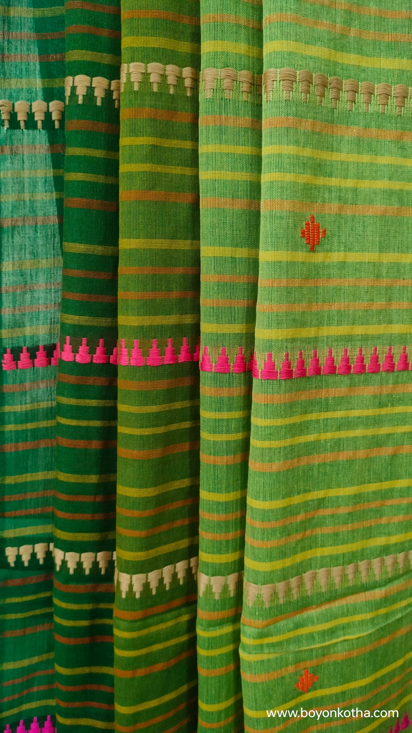 Green Conversations - Green Bengal Handloom Cotton Saree