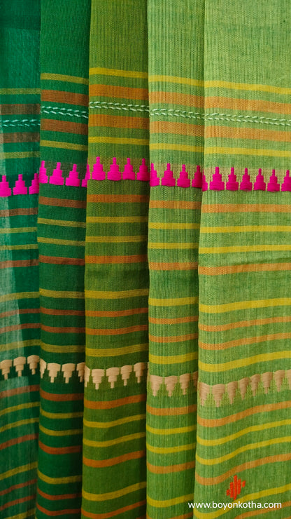 Green Conversations - Green Dhonekhali Handloom Cotton Saree