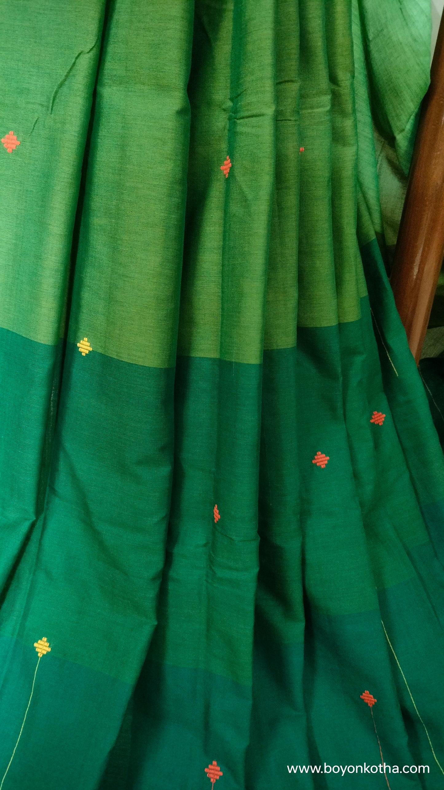 Green Conversations - Green Bengal Handloom Cotton Saree