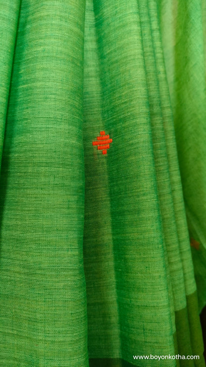 Green Conversations - Green Dhonekhali Handloom Cotton Saree
