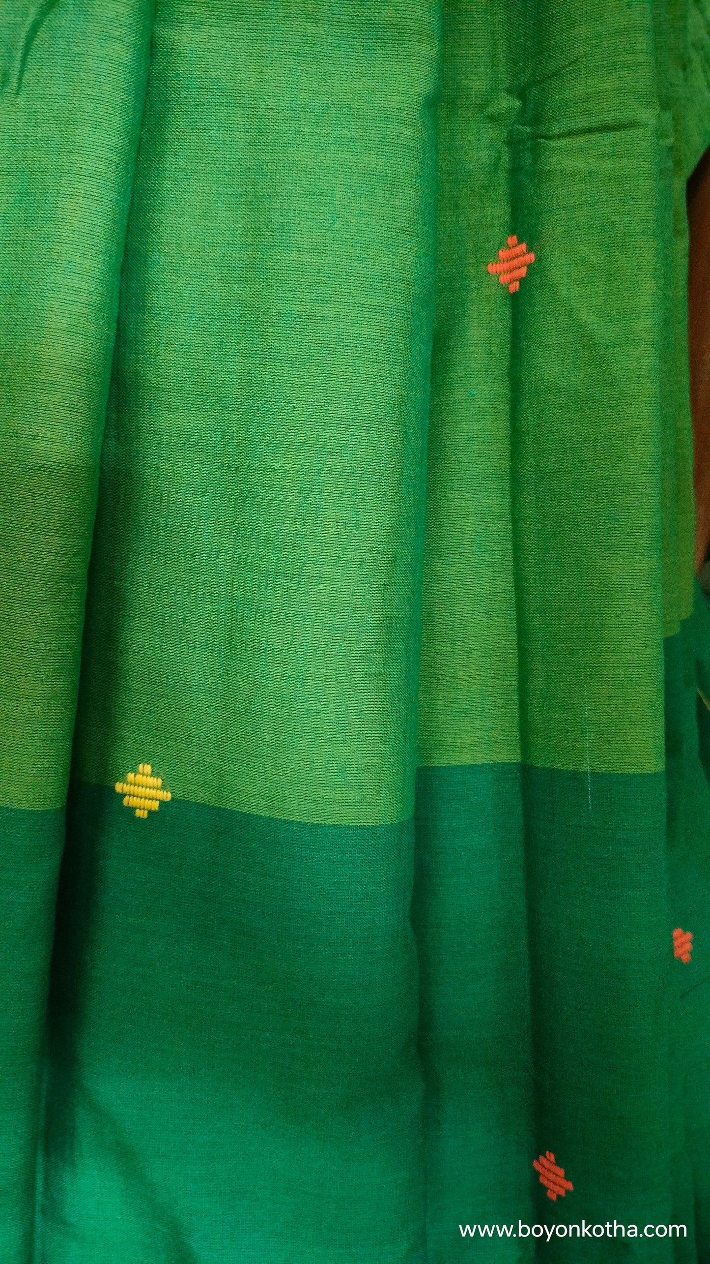 Green Conversations - Green Bengal Handloom Cotton Saree