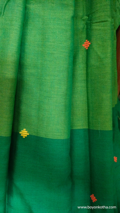 Green Conversations - Green Dhonekhali Handloom Cotton Saree
