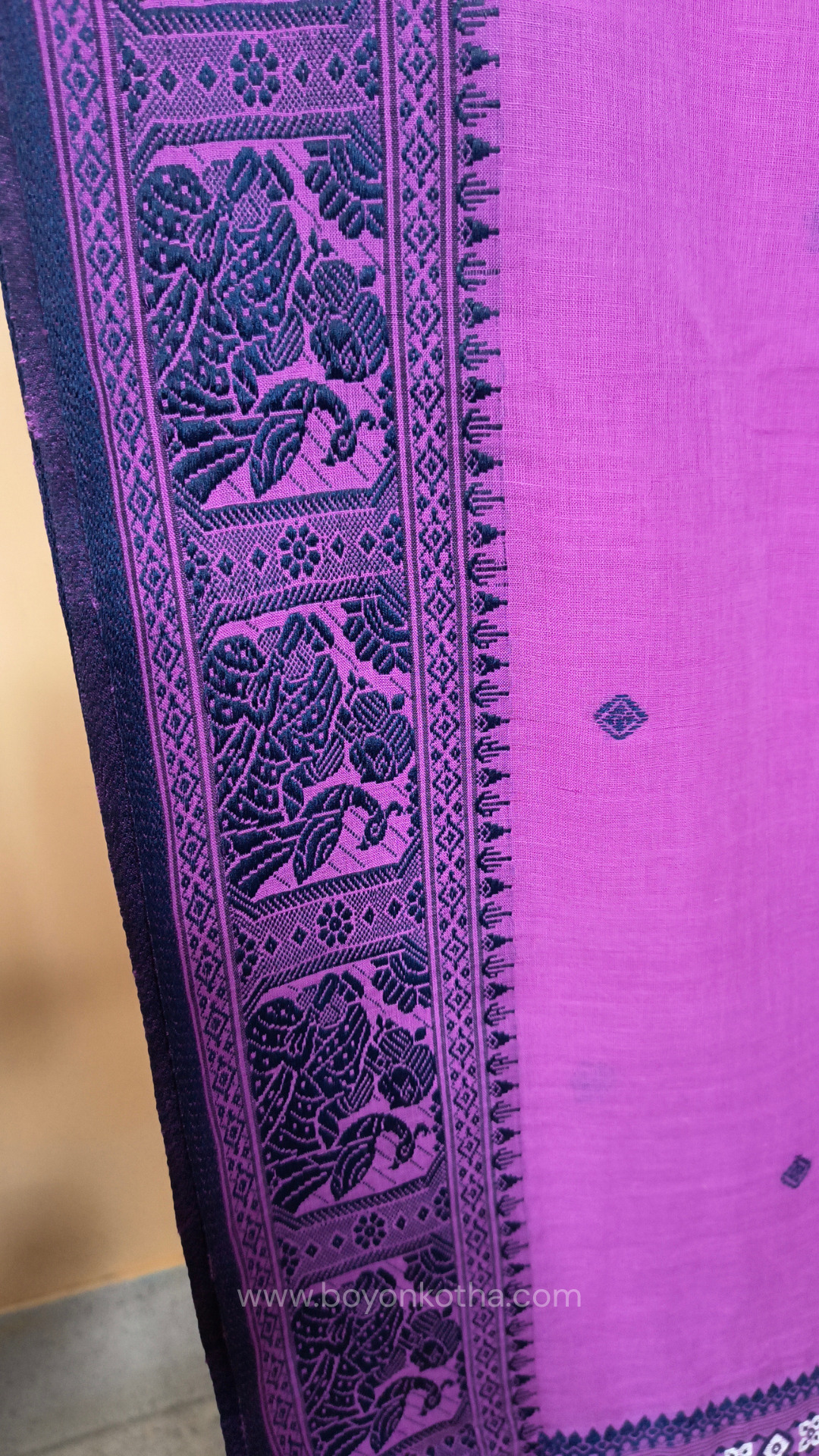 Pink cotton baluchari saree, from Bengal handloom