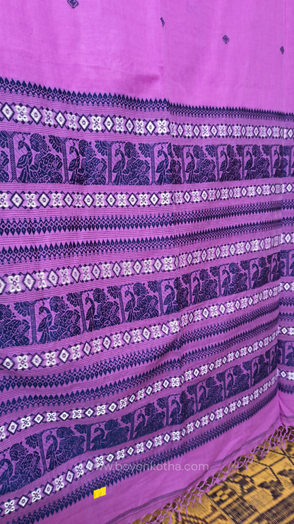 Pink cotton baluchari saree, from Bengal handloom