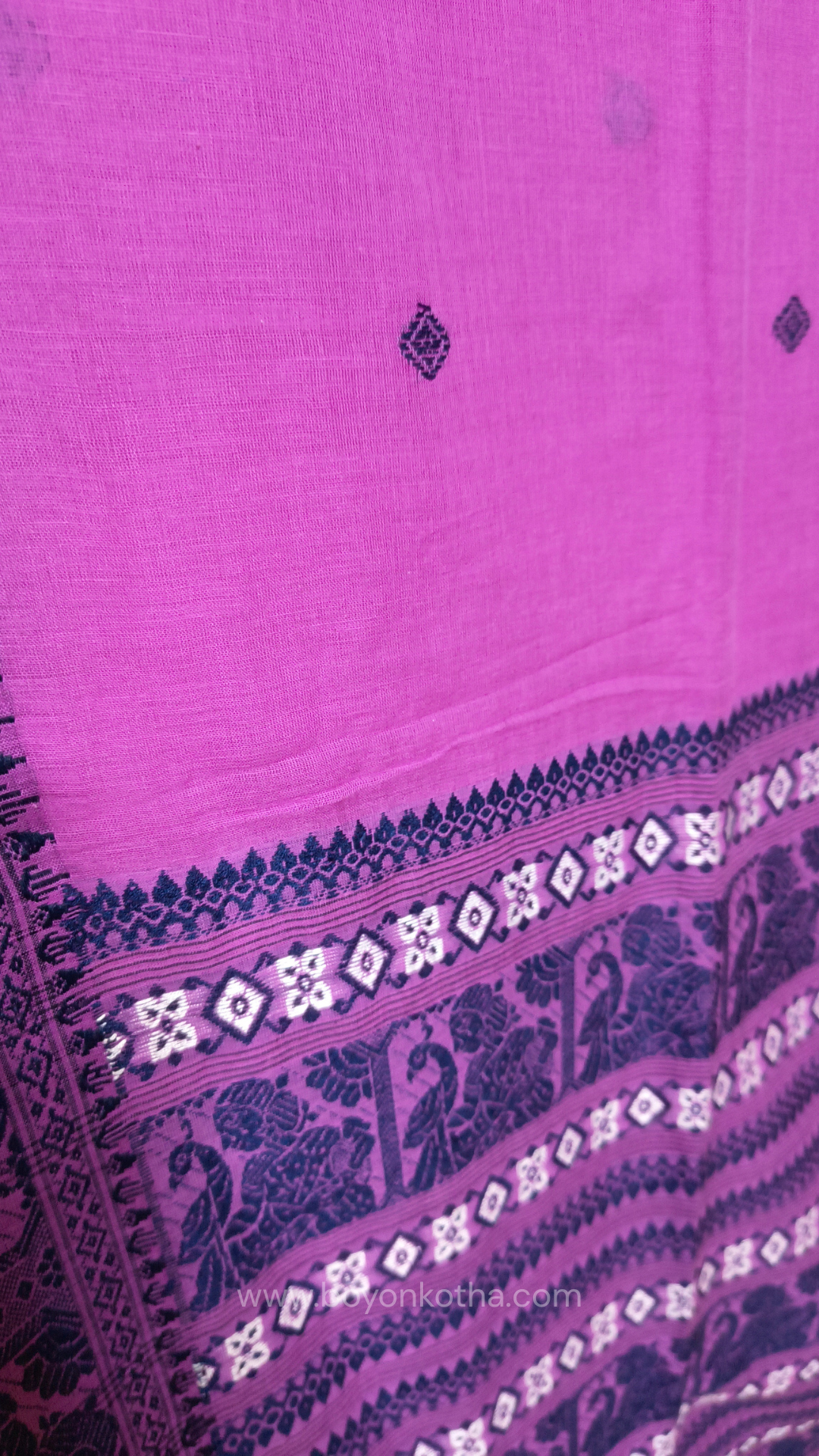 Pink cotton baluchari saree, from Bengal handloom