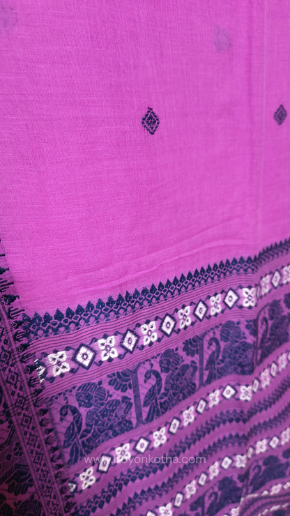Pink cotton baluchari saree, from Bengal handloom