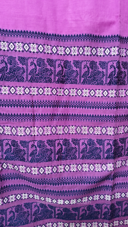 Pink cotton baluchari saree, from Bengal handloom
