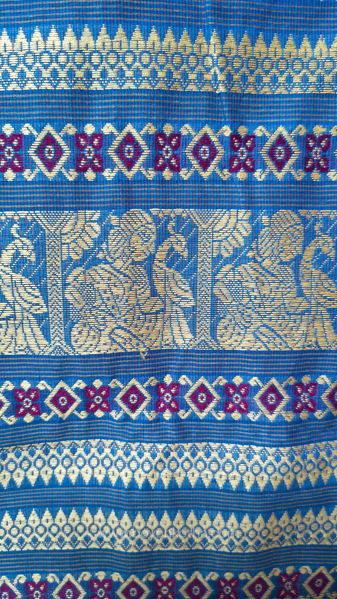 Blue cotton baluchari saree, Bengal handloom cotton