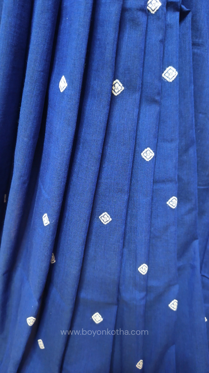 Navy blue cotton baluchari saree, Bengal handloom cotton