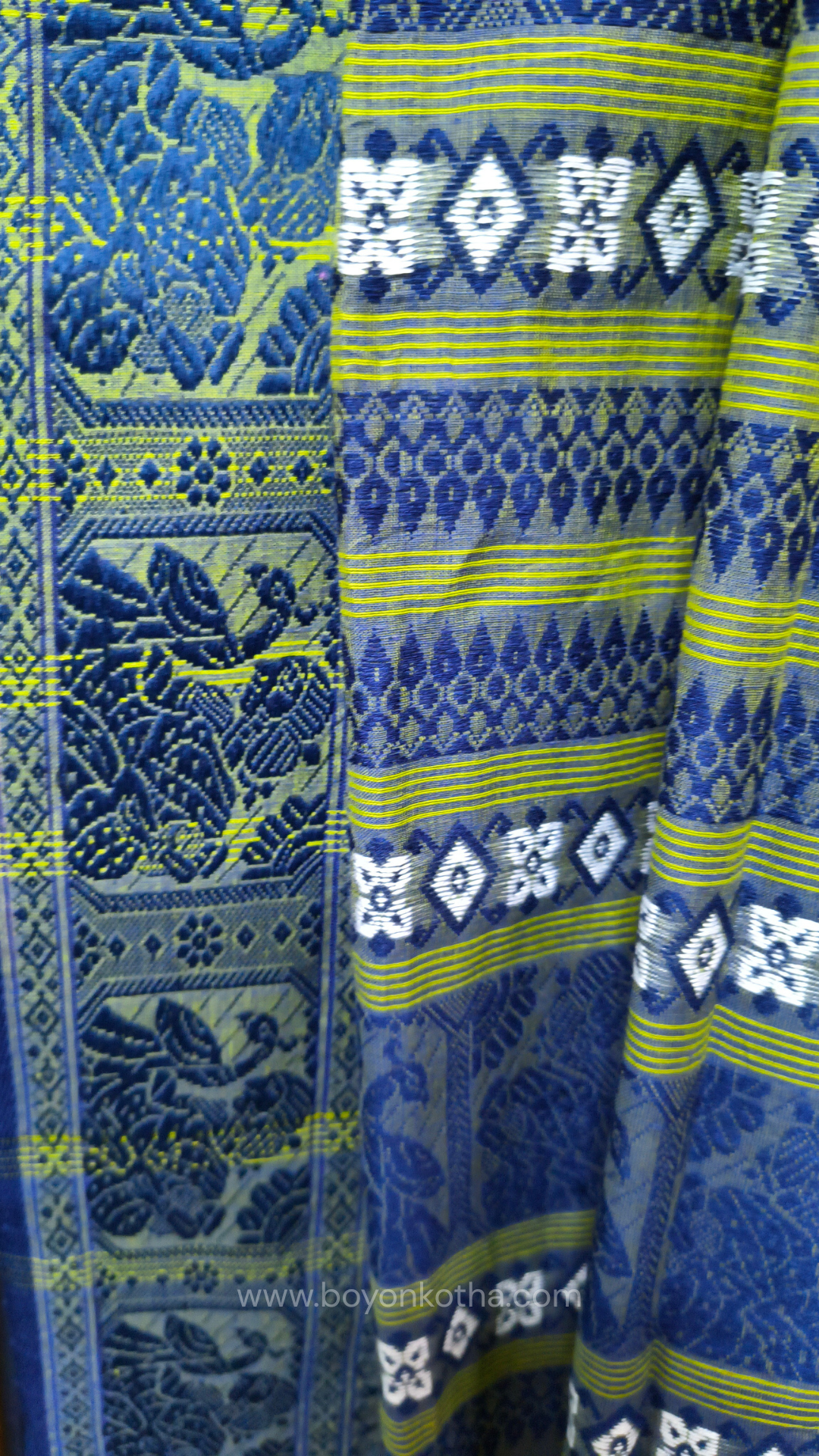 Dual-tone blue-green cotton baluchari saree, Bengal handloom cotton