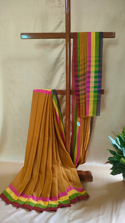Harvest Song - Mustard Dhonekhali Handloom Cotton Saree