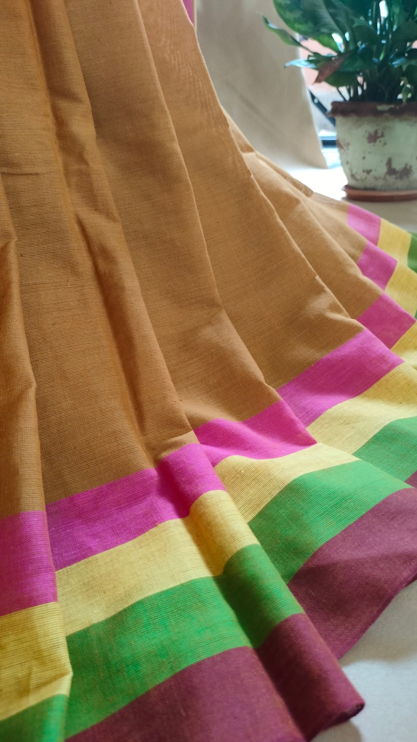 Harvest Song - Mustard Dhonekhali Handloom Cotton Saree