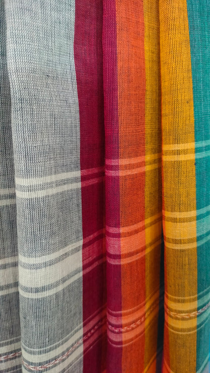 Chords of Color - Grey Dhonekhali Handloom Cotton Saree