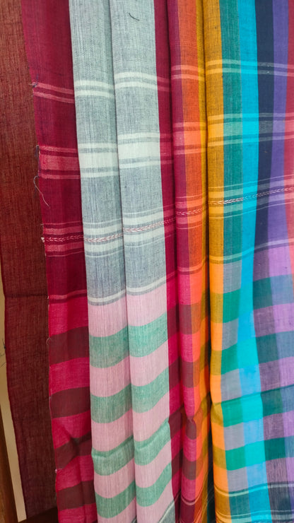 Chords of Color - Grey Dhonekhali Handloom Cotton Saree