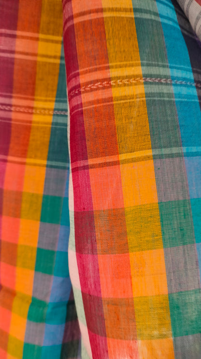 Chords of Color - Grey Dhonekhali Handloom Cotton Saree