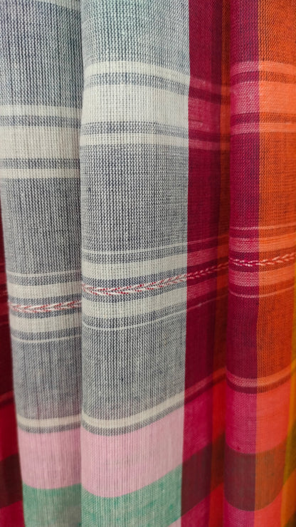 Chords of Color - Grey Dhonekhali Handloom Cotton Saree