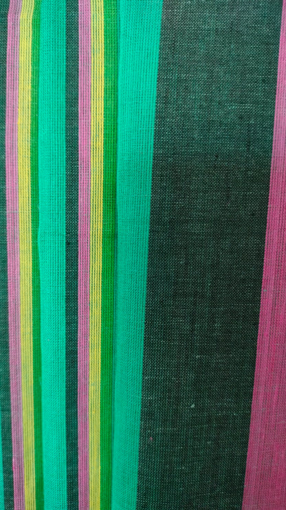 Fieldsong - Teal Green Dhonekhali Handloom Cotton Saree