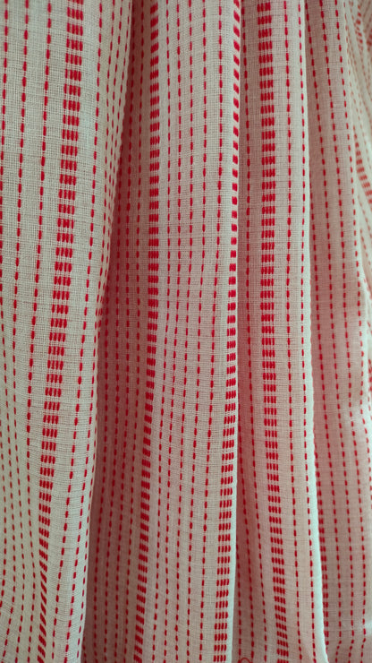 Laal Tepantar - Red and White Bengal Handloom Cotton Saree