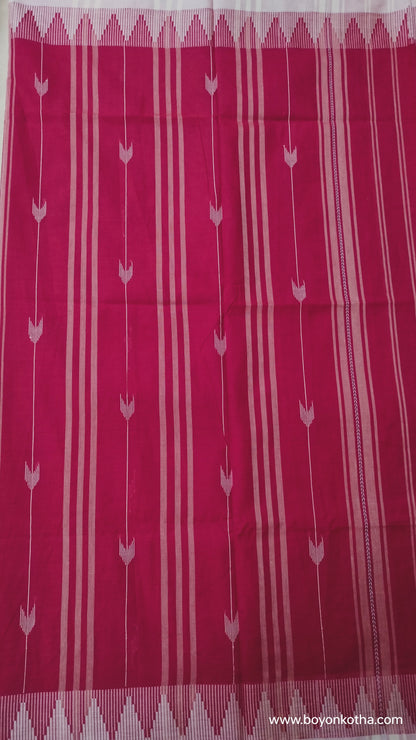 Hues of Passion - Red Jamdani-inspired Dhonekhali Handloom Cotton Saree