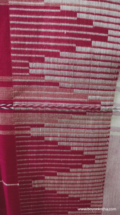 Hues of Passion - Red Jamdani-inspired Dhonekhali Handloom Cotton Saree
