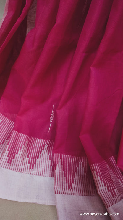 Hues of Passion - Red Jamdani-inspired Dhonekhali Handloom Cotton Saree