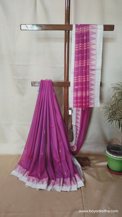 Whispers of Plum - Jamdani-inspired Dhonekhali Handloom Cotton Saree