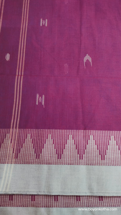 Whispers of Plum - Jamdani-inspired Dhonekhali Handloom Cotton Saree