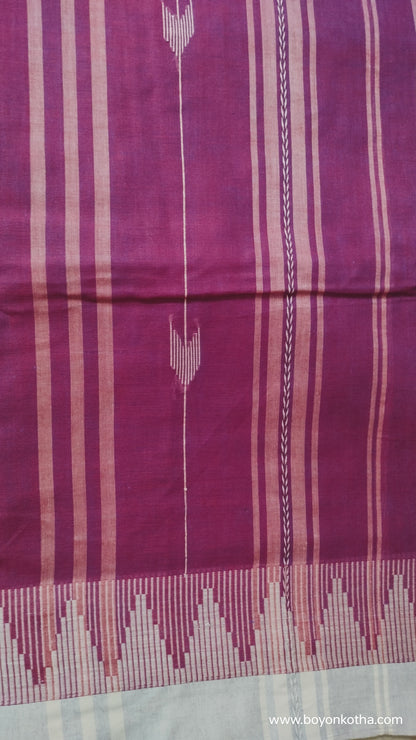 Whispers of Plum - Jamdani-inspired Dhonekhali Handloom Cotton Saree