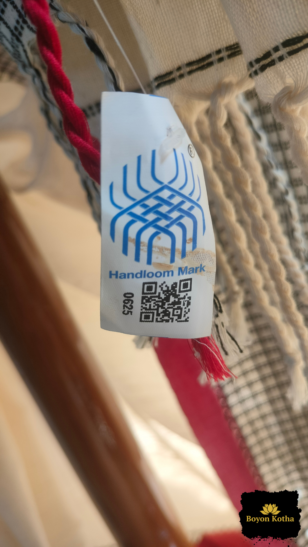 Shubhra Noor - White Handwoven Mercerized Cotton Saree with Black Woven Checks