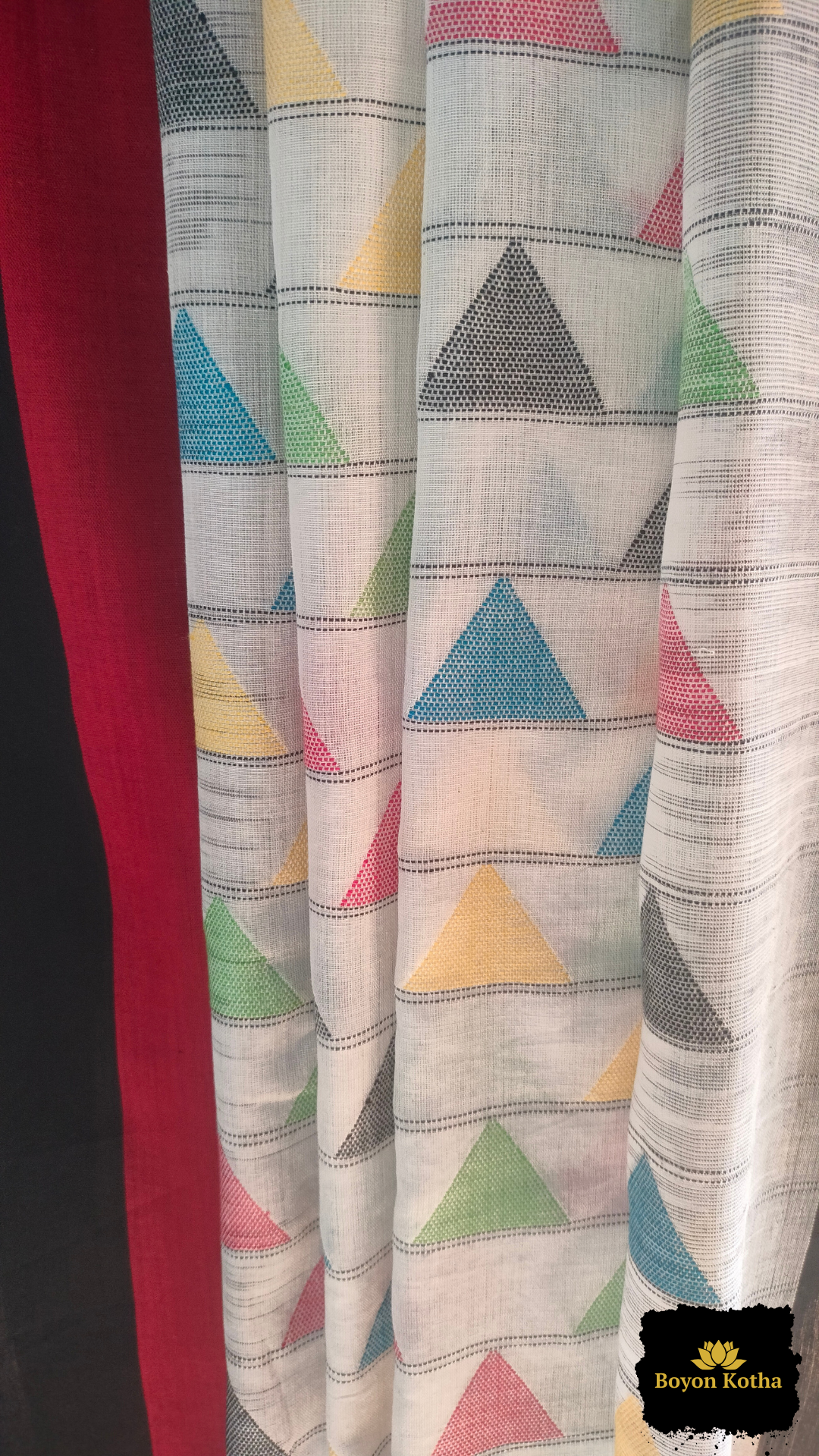 White Loomscape – White Handwoven Mercerized Cotton Saree with Woven Black Checks