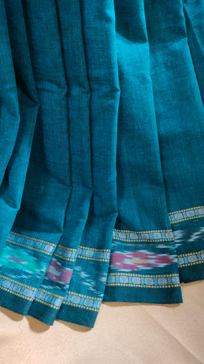 Neelanjana - Blue Dhonekhali Handloom Cotton Saree with Ikat-style Border