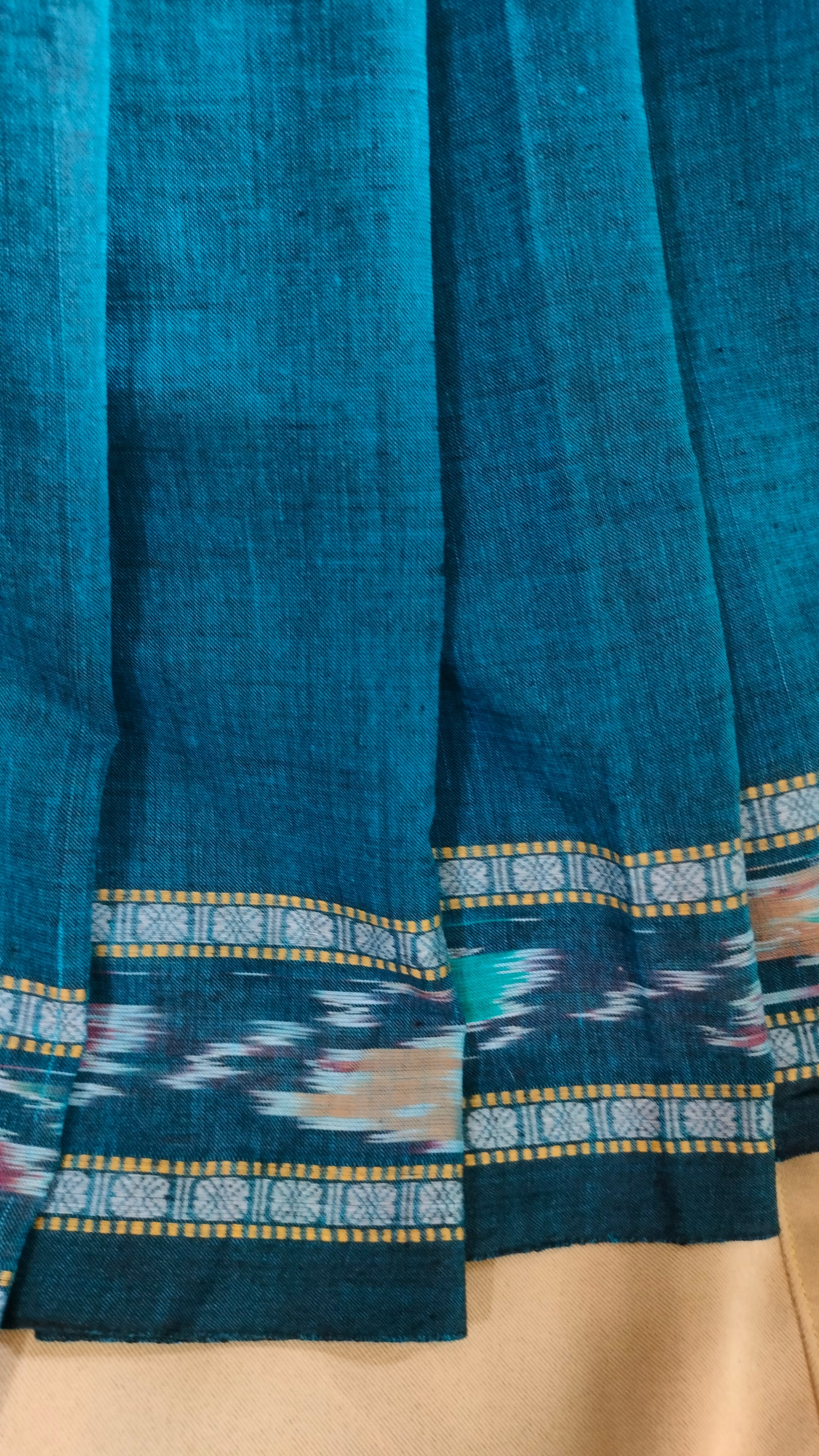 Neelanjana - Blue Dhonekhali Handloom Cotton Saree with Ikat-style Border