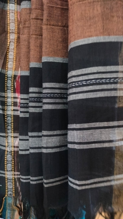 Neelanjana - Blue Dhonekhali Handloom Cotton Saree with Ikat-style Border