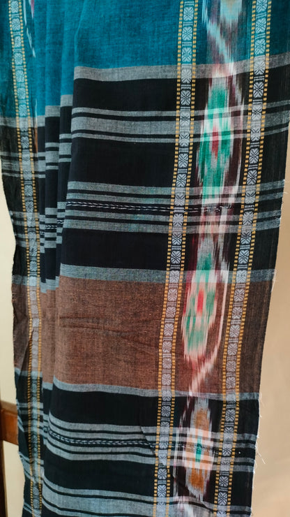 Neelanjana - Blue Dhonekhali Handloom Cotton Saree with Ikat-style Border