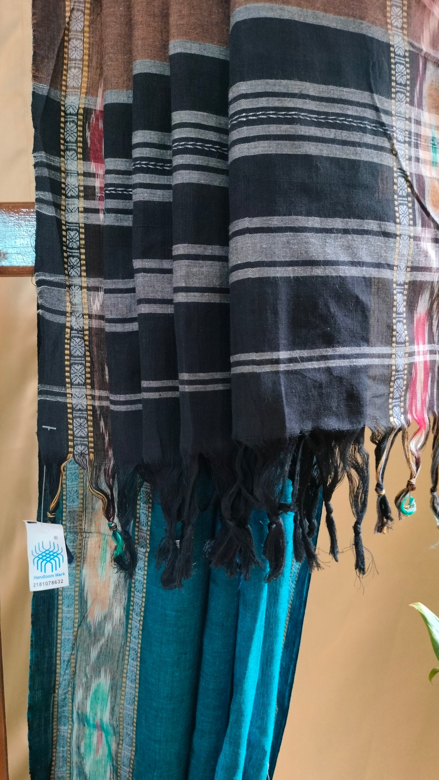 Neelanjana - Blue Dhonekhali Handloom Cotton Saree with Ikat-style Border