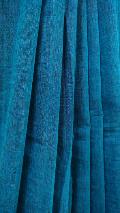 Neelanjana - Blue Dhonekhali Handloom Cotton Saree with Ikat-style Border