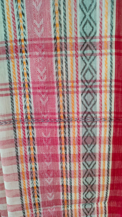 Rangrekha - Off-white Dhonekhali Handwoven Cotton Saree with multi-coloured Woven Strips