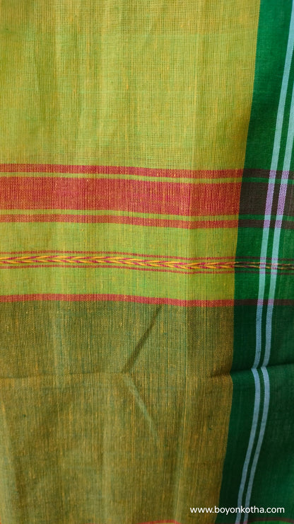 Shobuj Aalo – Green Dhonekhali Handloom Cotton Saree